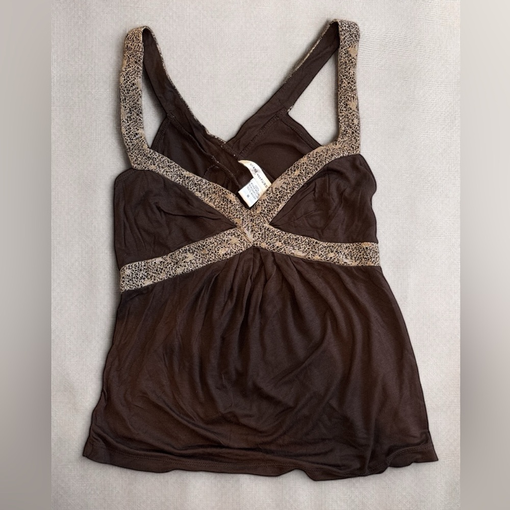 DIANE VON FURSTENBERG Women’s Brown Embellished Bustier Tank Top. Size Small